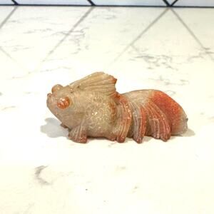 Vintage Chinese hand-carved soapstone figurine goldfish or koi fish figurine